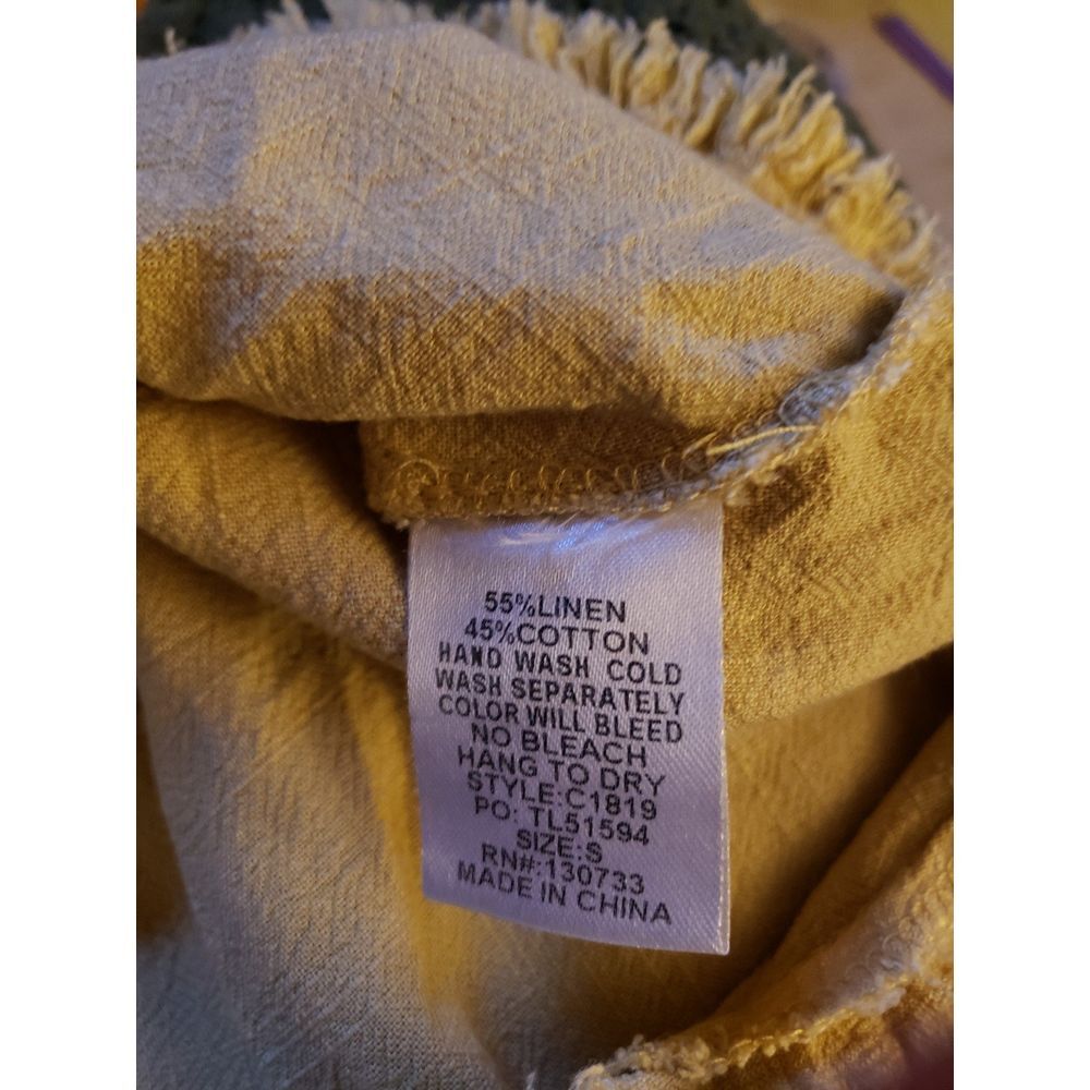 Umgee Yellow Linen and Cotton Blend Top - Picture 5 of 5